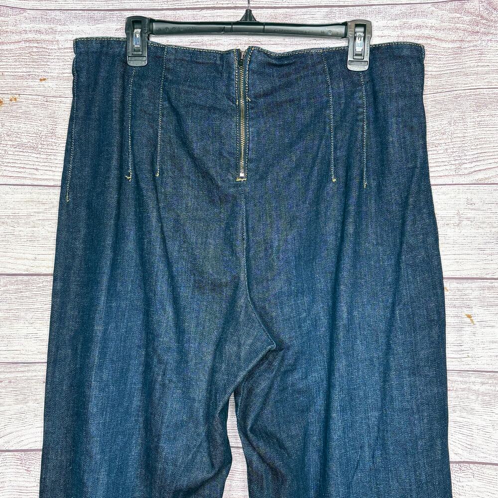 Maeve Colette Ruffle Hem High Rise Wide Leg Dark Wash Cropped Jeans Size 32 Tall - Picture 5 of 12